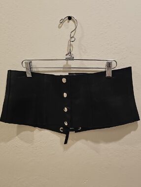 Black Lace-Up Faux Leather Waist Cincher Belt